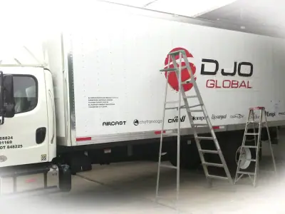 Box truck graphics for a delivery fleet · DJO Global