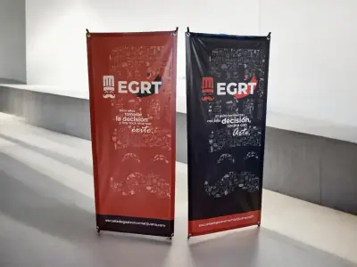 Roll up banners with brand imagery for retail · EGRT