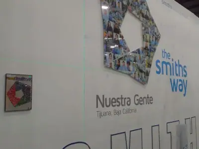 Identity wall with dimensional letters · Smiths