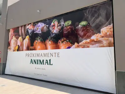 Coming soon banner at a retail space