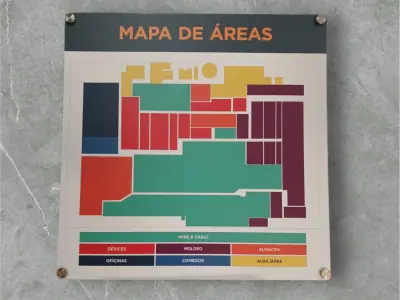 Printed area map installed on a wall