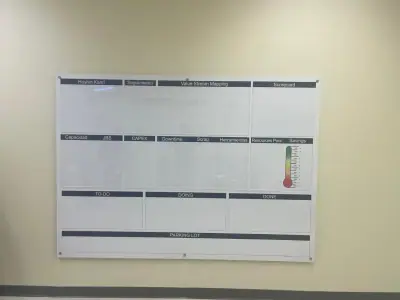 Interior board with printed divisions