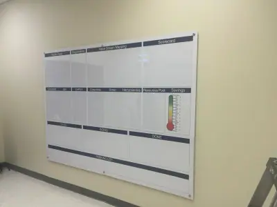 Acrylic board mounted on a wall