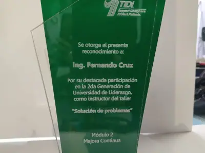 Green acrylic award with engraving