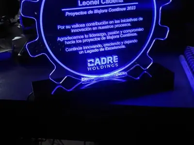 Award with backlit engraving